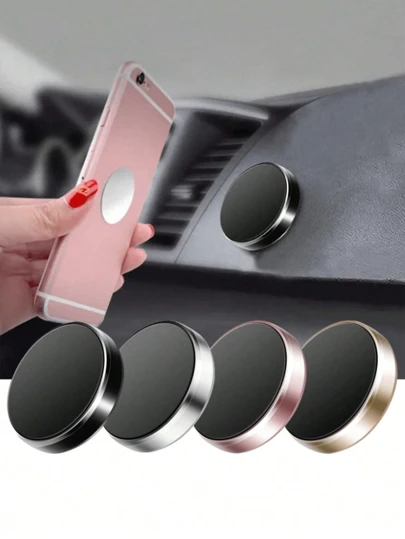 1pc Metal Material Circular Mini Magnetic Phone Holder, Car Multifunctional Phone Navigation Holder, Car Dashboard Holder Compatible With IPhone, Android Phone, Gift For Birthday, Family, Friends Car Accessories, Car Phone Holder