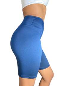 WOMEN'S PLUS SIZE BERMUDA SHORTS WITH ZERO TRANSPARENCY AND REINFORCED STITCHING - Navy Blue - View 2