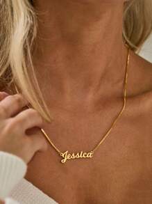 Custom Name Necklace With Box Chain, Golden Name Necklace, Customized English Name Letter Pendant Necklace For Women, Handmade Jewelry, Personalized Gifts, Mothers Gift Unique Birthday Gifts, Christmas Gifts For Family,Friends