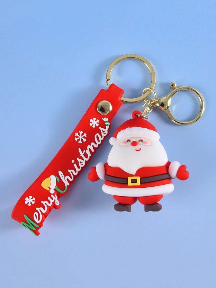 1 móc khóa ông già Noel Giáng sinh, mặt dây chuyền hoạt hình trang trí cây thông Noel, lựa chọn lý tưởng làm quà tặng - Nhiều màu - Xem 1