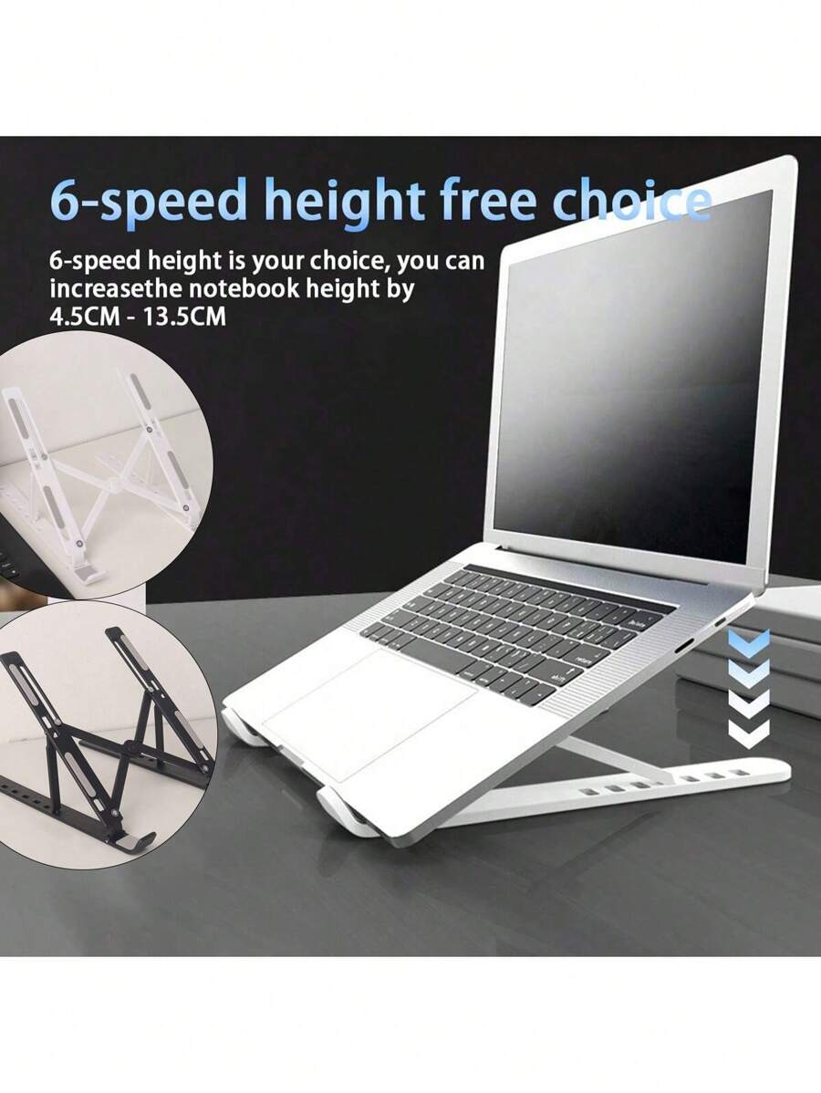 A Plastic Desktop Laptop Stand, Adjustable ABS+ Silicone Foldable Portable Stand, Simple And Lightweight Ventilated Cooling Laptop Stand For 10-18 Inch Laptops - Multicolor - View 1