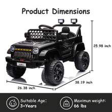 ShiningLove Kids 12V Electric Ride On Toy Car With Remote Control, Spring Suspension, LED Light & Music Player - Black - View 5