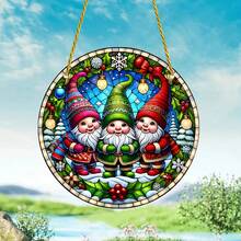 1pc 3 mảnh dễ thương Giáng sinh hình tròn Sun Catcher, 2D Acrylic sơn trang trí cho cửa sổ, phòng, vườn, trang trí nhà cửa, quà tặng ngày lễ - Nhiều màu - Xem 4