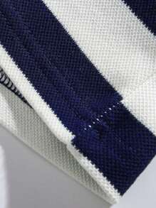 Autumn/Winter Men's Fashionable Contrast Color Stripe Sweatshirt - Blue - View 4