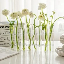 6 Tubes/8 Tubes Creative Foldable Vase Set With Hinge Design Including Hook And Brush,DIY Glass Test Tube Plant Terrarium Flower Pots Desktop Plant Terrarium For Hydroponic Plants Home Garden Wedding Decoration Gifts Birthday Graduation