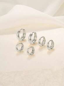 3對歐美風格時尚極簡幾何圓形開口銅合金圓形五角星耳環，適合女性，適用於節日和日常穿戴禮物