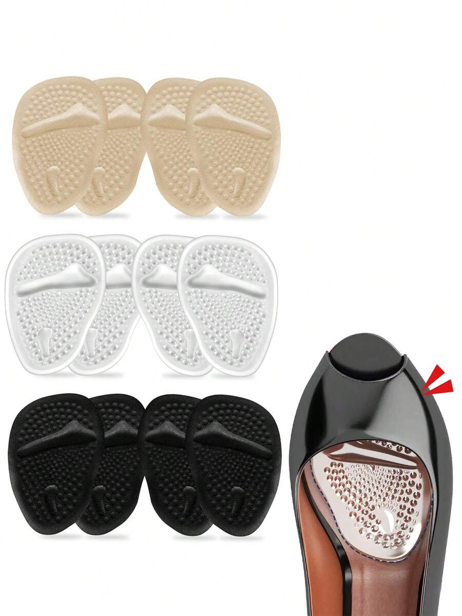1 Pair Anti-Slip Silicone Gel Forefoot Shoe Insoles (Small Asymmetric Bubbles May Be Generated During Production, But They Will Not Affect The Use Of The Product At All) - Clear - View 1
