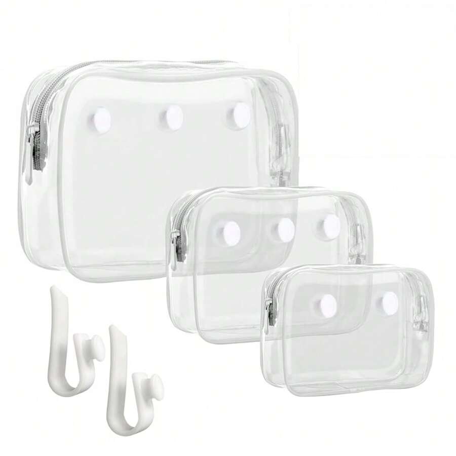 3 Packs Clear  Beach Tote Bag With 2 Pack Insert Hooks Accessories For Bogg Bags Travel Makeup Clean Toiletry Brush Organizer Cosmetic Divider Storage Inner Pouch - 無色 - 查看 1