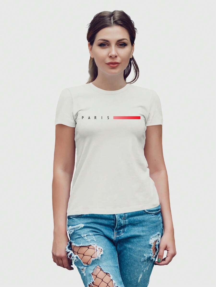 Women's Premium Paris 2 T-Shirt Cotton - Màu be - Xem 1