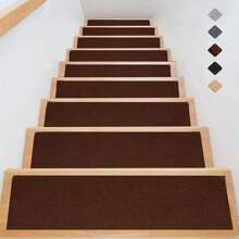 8pcs/15pcs Anti-Slip Durable Stair Treads Carpet Mats, Decorative Staircase Entrance Rug