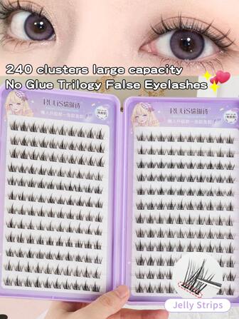 240 簇睫毛长度 8-13 厘米厚度 0.07 毫米大容量假睫毛贝雷帽渐变紫色懒散向日葵睫毛书，单根睫毛簇，假睫毛，包装，漫画睫毛，自然纤长，适合女性眼睛，初学者化妆工具，送给女性和女孩的礼物，手工嫁接，持久，DIY，纤细睫毛簇，睫毛簇，单根睫毛，睫毛，假睫毛