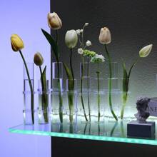 6 Tubes/8 Tubes Creative Foldable Vase Set With Hinge Design Including Hook And Brush,DIY Glass Test Tube Plant Terrarium Flower Pots Desktop Plant Terrarium For Hydroponic Plants Home Garden Wedding Decoration Gifts Birthday Graduation