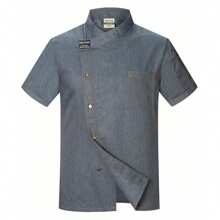 Manga Corta Uniforme Chef Cocina Gastronomia Moda - Gris - Ver 1