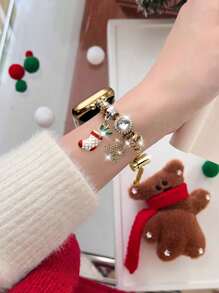 1 件兼容 38/40/41/42/44/45/49 毫米表带,金色菊花装饰表带,优雅女士风格,适用于 Ultra2 1 SE S9/8/7/6/5/4/3/2/1 系列,时尚替换配件 - 金色 - 查看 10