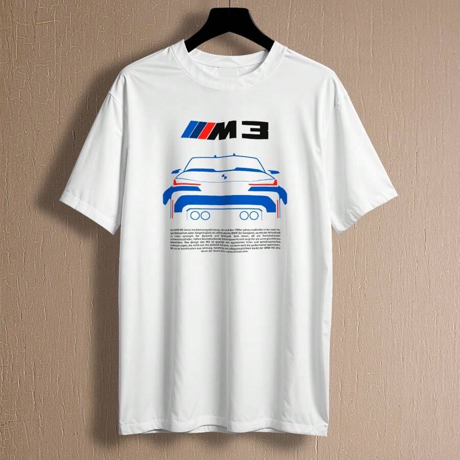 M3 T-Shirt Luxury Sports Car Fast Speedy Unisex Men Women 100% Cotton Top Premium Streetwear New Release Fast Shipping Various Colors!! Plus Size - 白色 - 查看 1