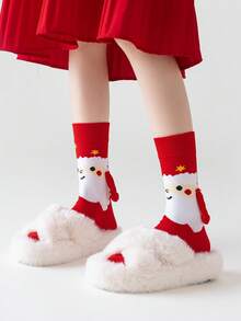 1 Pair Christmas Style Magnetic Matching Socks, Cute Couple Magnet Design Knee-High Socks - Multicolor - View 6