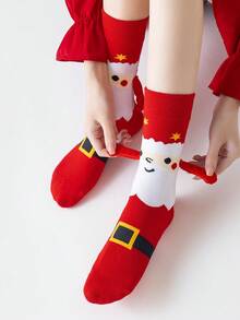 1 Pair Christmas Style Magnetic Matching Socks, Cute Couple Magnet Design Knee-High Socks - Multicolor - View 2