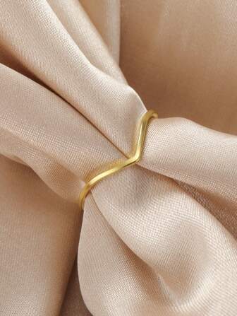 1pc Women/Men Stainless Steel V-Shape Zigzag Lucky Ring