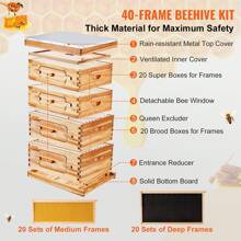 Ultimate  40 Frame Bee Hive Starter Kit - Premium Beeswax Coated Cedar Wood, 2 Deep & 2 Medium Boxes, Langstroth Design With Clear Acrylic Windows - Perfect For Beginners & Pro Beekeepers! - như hình ảnh - Xem 6