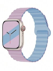 1pc Unisex Fashionable Casual Magnetic Silicone Watchband, Adjustable & Waterproof Wristband Compatible With Apple Watch Series Ultra/SE/10/9/8/7/6/5/4/3/2/1 38/40/41/42/44/45/46/49mm, Smart Watch Accessories