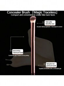 1 Oval Concealer Brush No. 19, Soft Polyester Bristles, Non-Allergenic, Seamless Coverage, Suitable For All Skin Types, With Wooden Handle