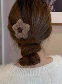 4个女士秋冬毛绒星星蝴蝶结发夹，可爱优雅的侧刘海装饰发夹，韩式百搭发饰，适合日常佩戴，Y2K风格配饰，爪夹，发爪，发卡，秋季时尚，蝴蝶结 - 彩色 - 查看 4