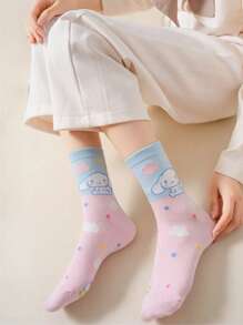 Sanrio 4 Pairs Sanrio New Cartoon Parent-Child Socks Cute Big Ear Dog Children Socks