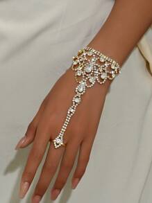 1pc Stylish Versatile Rhinestone Finger Chain, Suitable For Women To Wear At Weddings, Banquets, Parties, And Daily Life