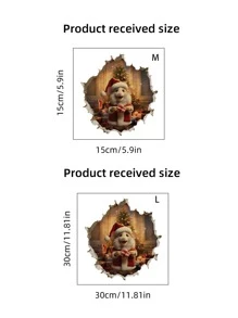 2 pièces Sticker mural de Noël souris avec cadeaux, autocollant mural PVC imperméable, autocollants adhésifs pour décoration de maison pour salon, chambre à coucher, salle de classe, salle de bain, décoration de vacances saisonnière