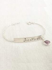1pc Personalized Bracelet, Bar Bracelet, Birthstone Bracelet, Bridesmaid Jewelry, Graduation Gift, 18k Gold Stainless Steel Bracelet Accessory, Including High-End Exquisite Gift Box, For Friends, Couples, Children, Holiday Gifts, Birthday Gifts