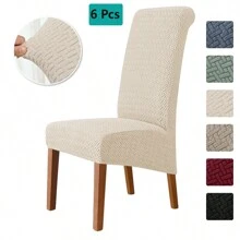 Pokrowce na krzesła do jadalni Zestaw 4 pokrowców na krzesła Pokrowce na krzesła do jadalni Elastyczne pokrowce na krzesła kuchenne Parsons, beżowe, XL Pokrowce na krzesła do jadalni Elastyczne pokrowce na krzesła z wysokim oparciem z żakardu do salonu Kuchnia Możliwość prania w pralce