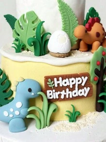 20 pièces Décoration de gâteau d'œufs de dinosaure, feuille de bananier, caissettes à muffins joyeux anniversaire, baby shower, décoration de fête d'anniversaire, décoration de fête de Noël
