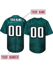 Customized Name And Number Boyfriend Style Men's Embroidered American Football Jersey Philadelphia Green V-Neck Personalized Short Sleeved Shirt Party Game Training Competition Sports Top DIY S-XXL