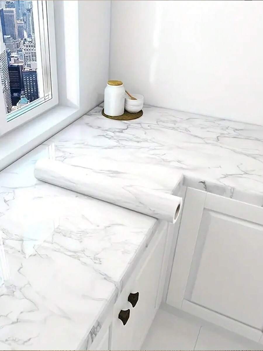 Vinyl Peel And Stick Wallpaper White And Grey Marble Design