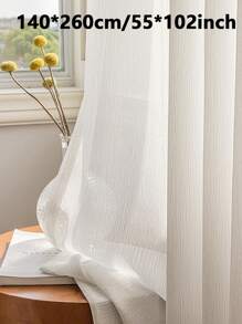 1pc Modern Minimalist Pure White Sheer Voile Window Curtain - White - View 8