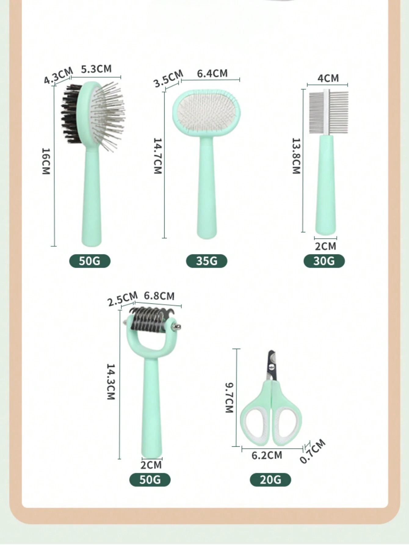 Pet Grooming Set For Cats DoubleSided Knot Comb, Nail Clippers, Flea