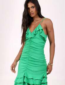 Short Viscose Dress In Pequiá Green - 綠色 - 查看 2