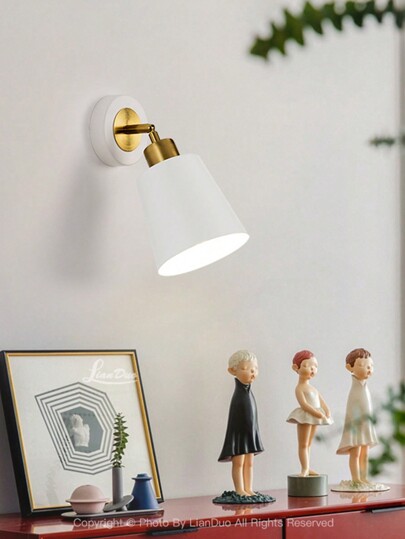 1 pezzo Lampada da lettura da comodino, Lampada da parete con presa rotante E27, Moderna, Semplice, In metallo, Per Soggiorno, Corridoio, Camera da letto, Scale