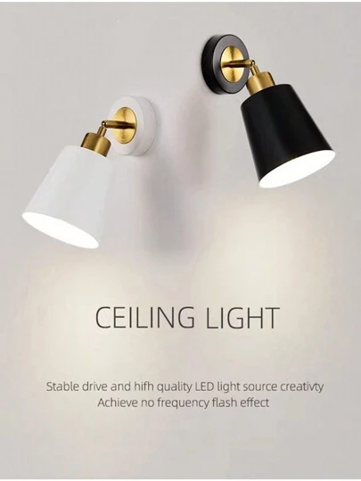 1pc Bedside Reading Light, Rotatable E27 Socket Wall Lamp, Modern, Simple, Metal, For Living Room, Hallway, Bedroom, Stairs