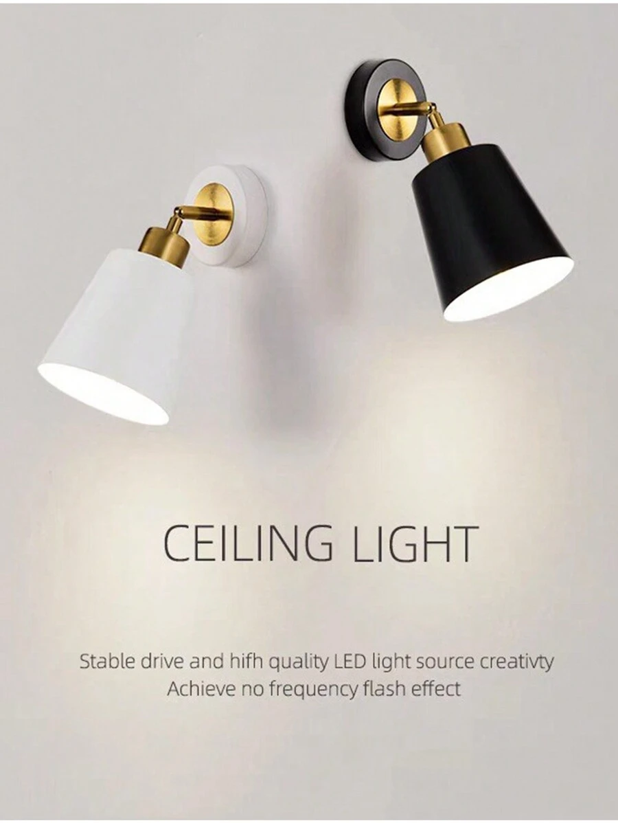 1 件床头阅读灯，可旋转 E27 插座壁灯，现代、简约、金属，适用于客厅、走廊、卧室、楼梯