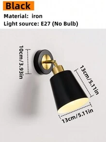 1 件床头阅读灯，可旋转 E27 插座壁灯，现代、简约、金属，适用于客厅、走廊、卧室、楼梯