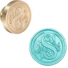 字母系列可拆卸黄铜蜡印章头、祝福和字母组合印章，用于装饰婚礼请柬、信封、节日贺卡和葡萄酒外包装 - 金色 - 查看 18