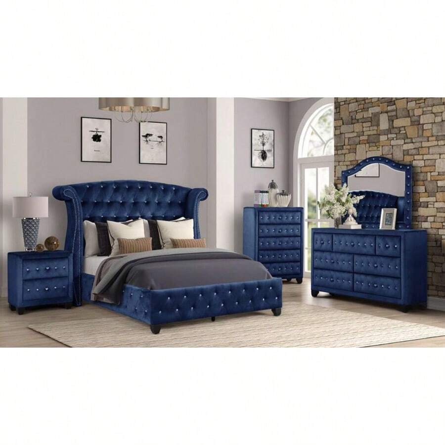 Modern Style Nightstand Made With Wood In Blue SHEIN USA