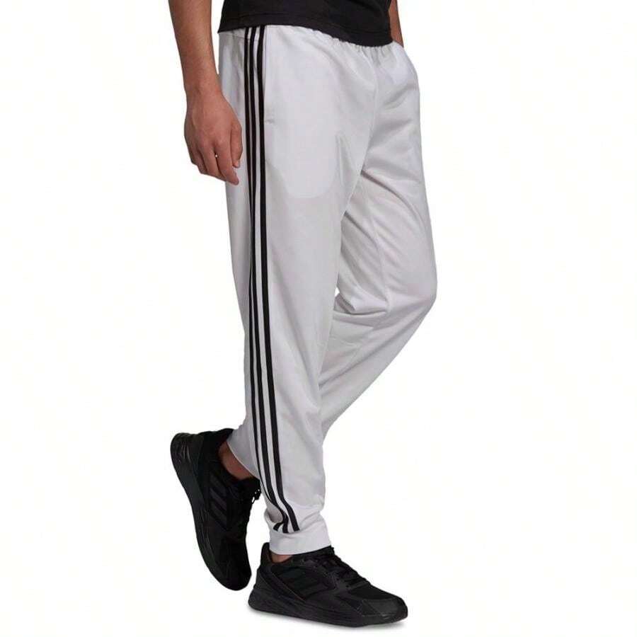 Adidas Pantalones jogger de estilo novio para hombres - Blanco/Negro - Ver 1