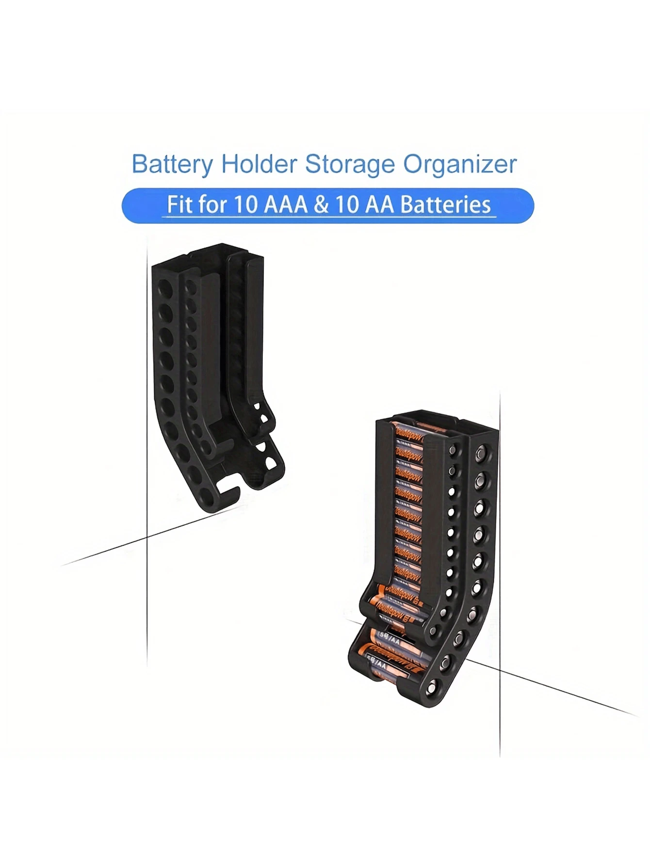Battery Storage Organizer AA & AAA Combo Small Battery Keeper Wall