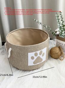 1pc Foldable Pet Storage Basket For Cat And Dog For Storage Pet Clothes - Ginger - View 5