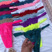 Kit 3 Sexy Thongs With Heart Adjustment Sensual Panties Thong - 彩色 - 查看 4