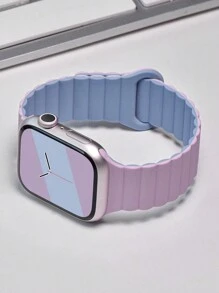1pc Unisex Fashionable Casual Magnetic Silicone Watchband, Adjustable & Waterproof Wristband Compatible With Apple Watch Series Ultra/SE/10/9/8/7/6/5/4/3/2/1 38/40/41/42/44/45/46/49mm, Smart Watch Accessories