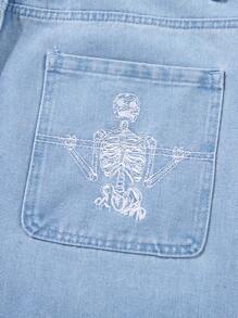 Men Casual Retro Straight Leg Denim Jeans - Baby Blue - View 7