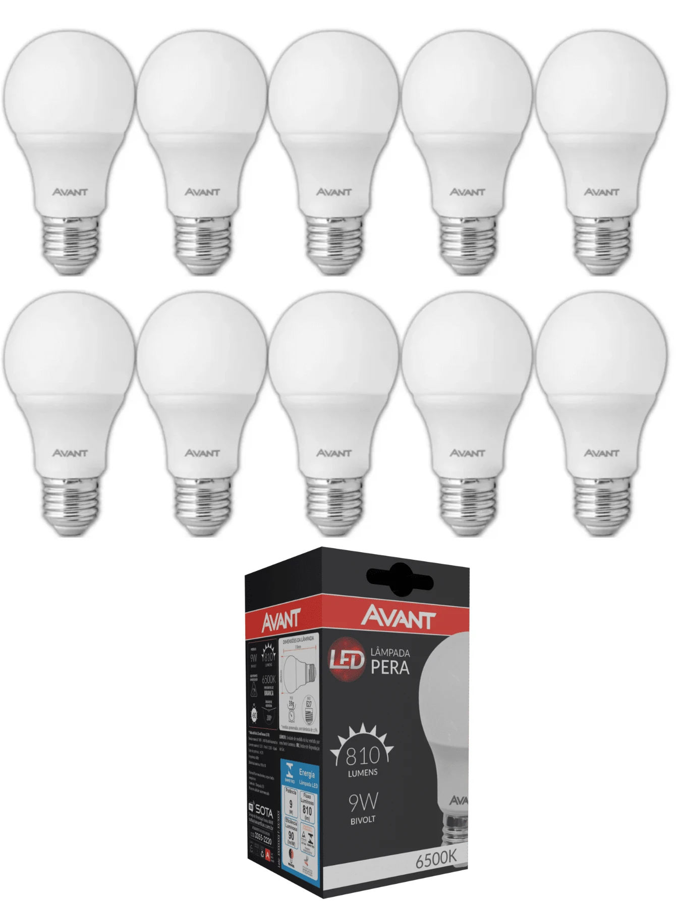 Kit 10 Led Bulbs 7W 6500K (White Light) Bivolt 110/220v - 6500k (Ánh sáng trắng) - Xem 1